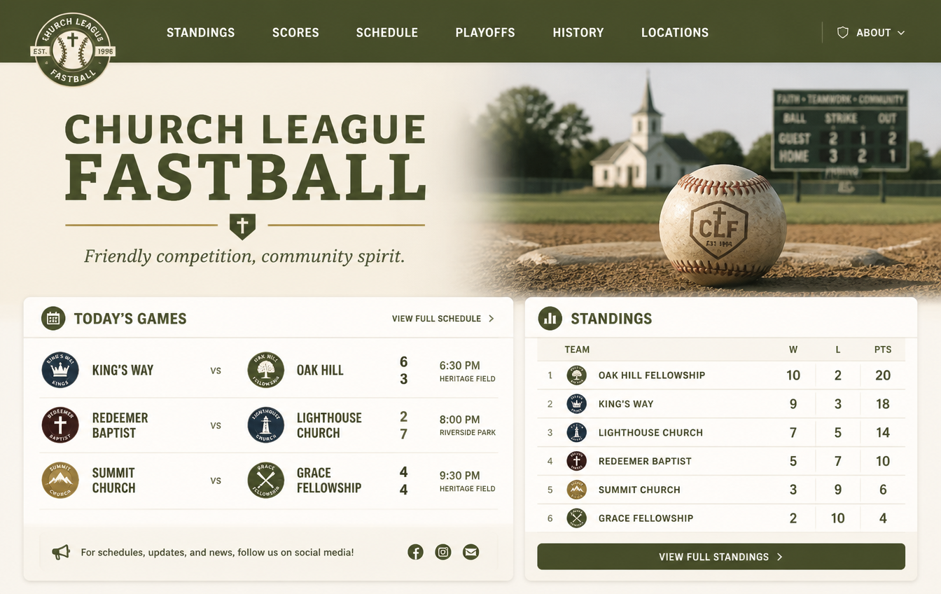 Church League Fastball website